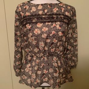 Lily Rose Peplum Top Floral With Lace Detail